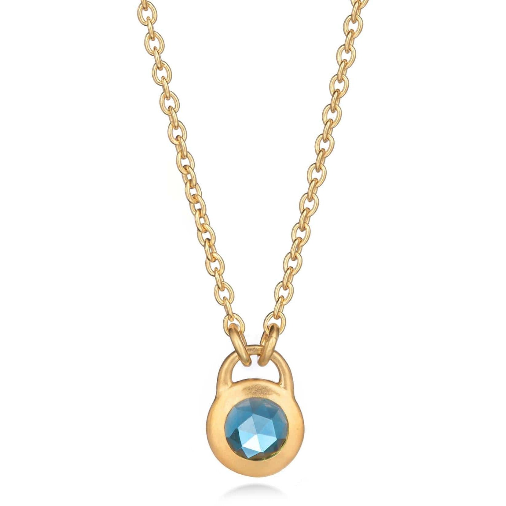Fervor Montreal Necklace Keyhole Rose Cut London Blue Topaz Necklace