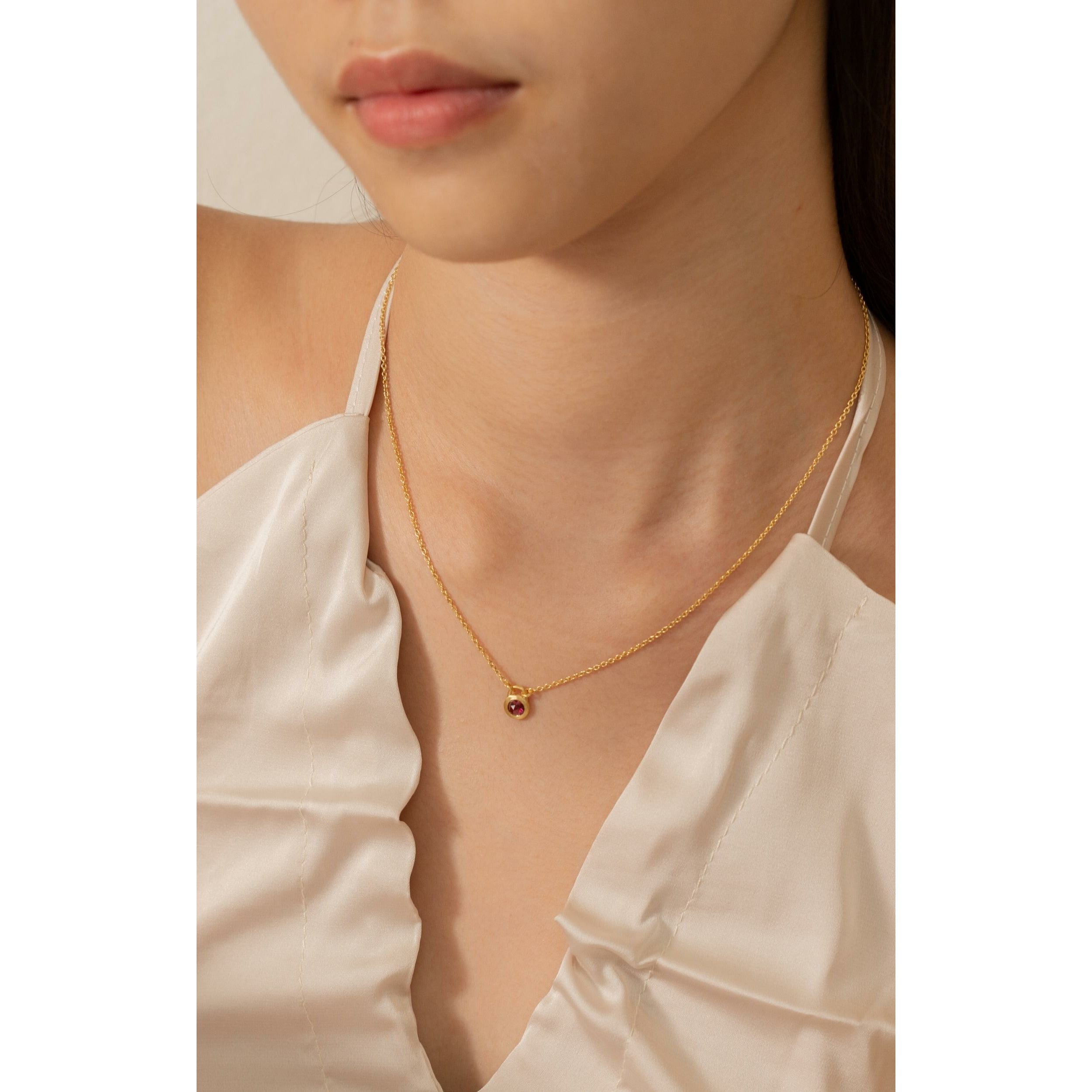 Fervor Montreal Necklace Keyhole Rose Cut Rhodolite Necklace