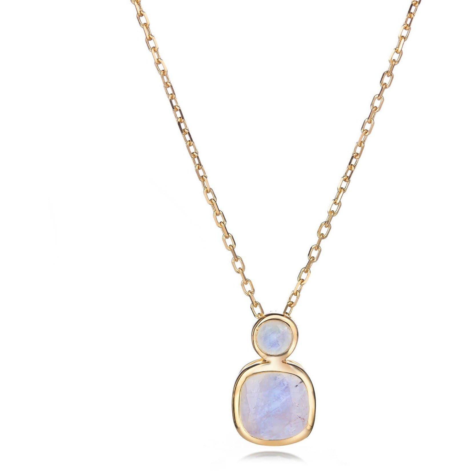 Fervor Montreal Necklace Malaika Rainbow Moonstone Round and Cushion Cut Necklace
