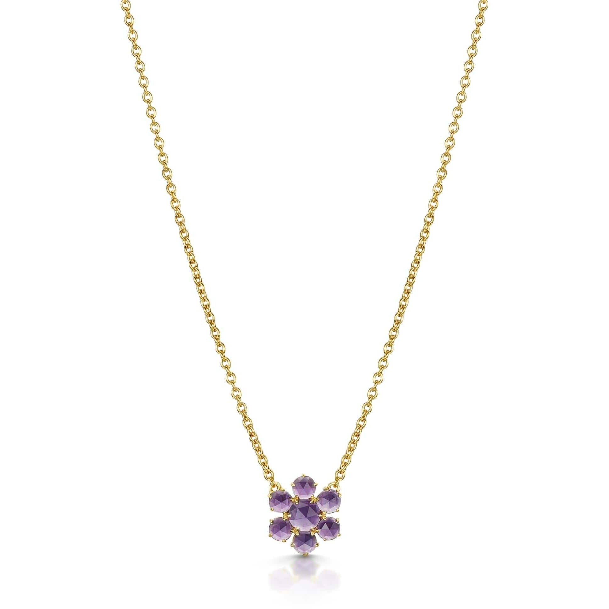 Fervor Montreal Necklace Precious Flower Rose Cut African Amethyst Necklace