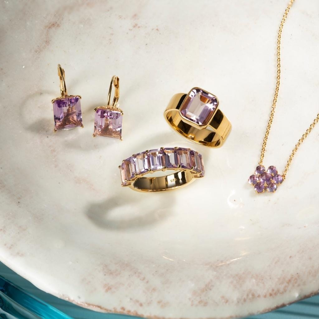 Fervor Montreal Necklace Precious Flower Rose Cut African Amethyst Necklace