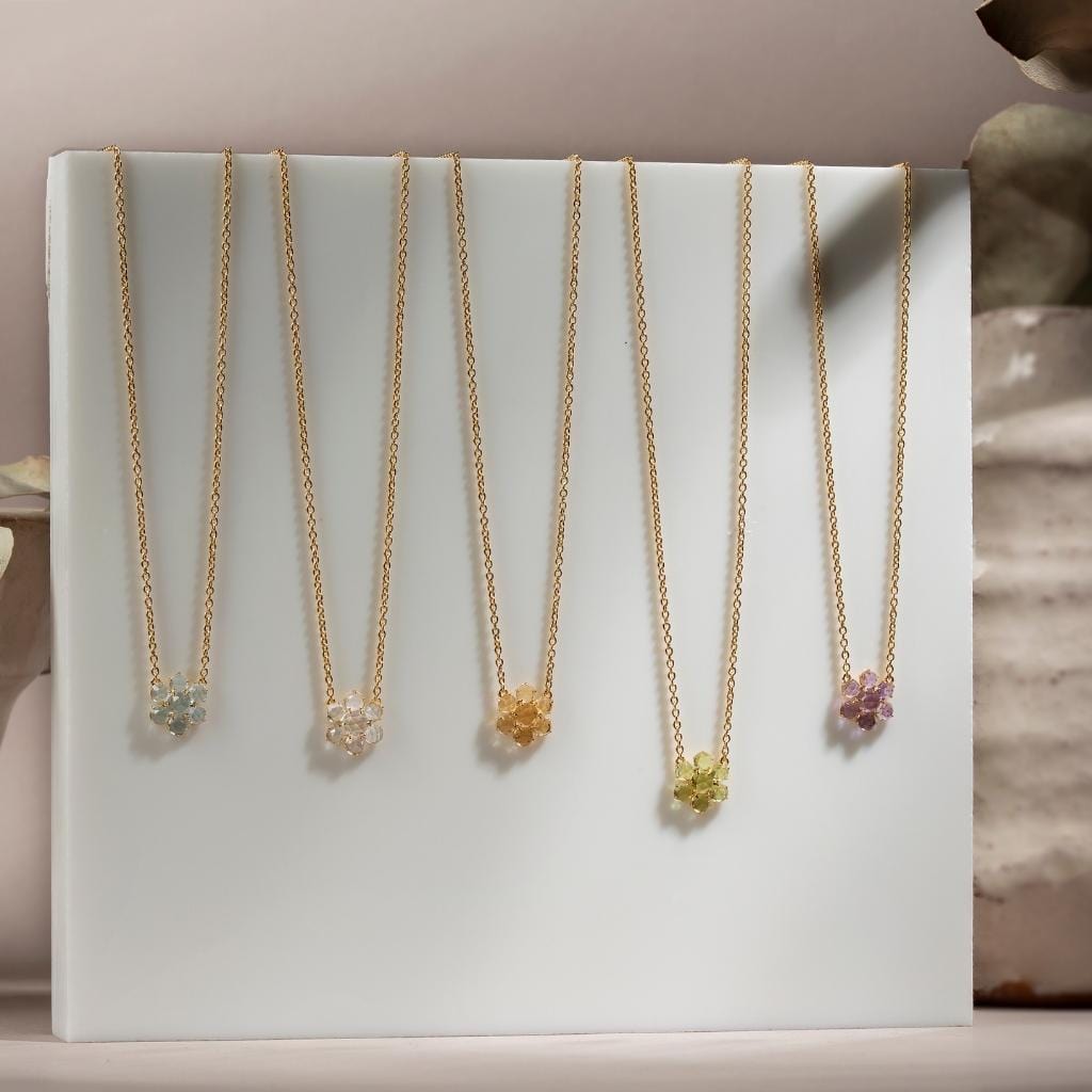 Fervor Montreal Necklace Precious Flower Rose Cut African Amethyst Necklace
