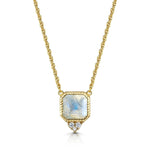 Fervor Montreal Necklace Rainbow Moonstone Asscher Cut Necklace