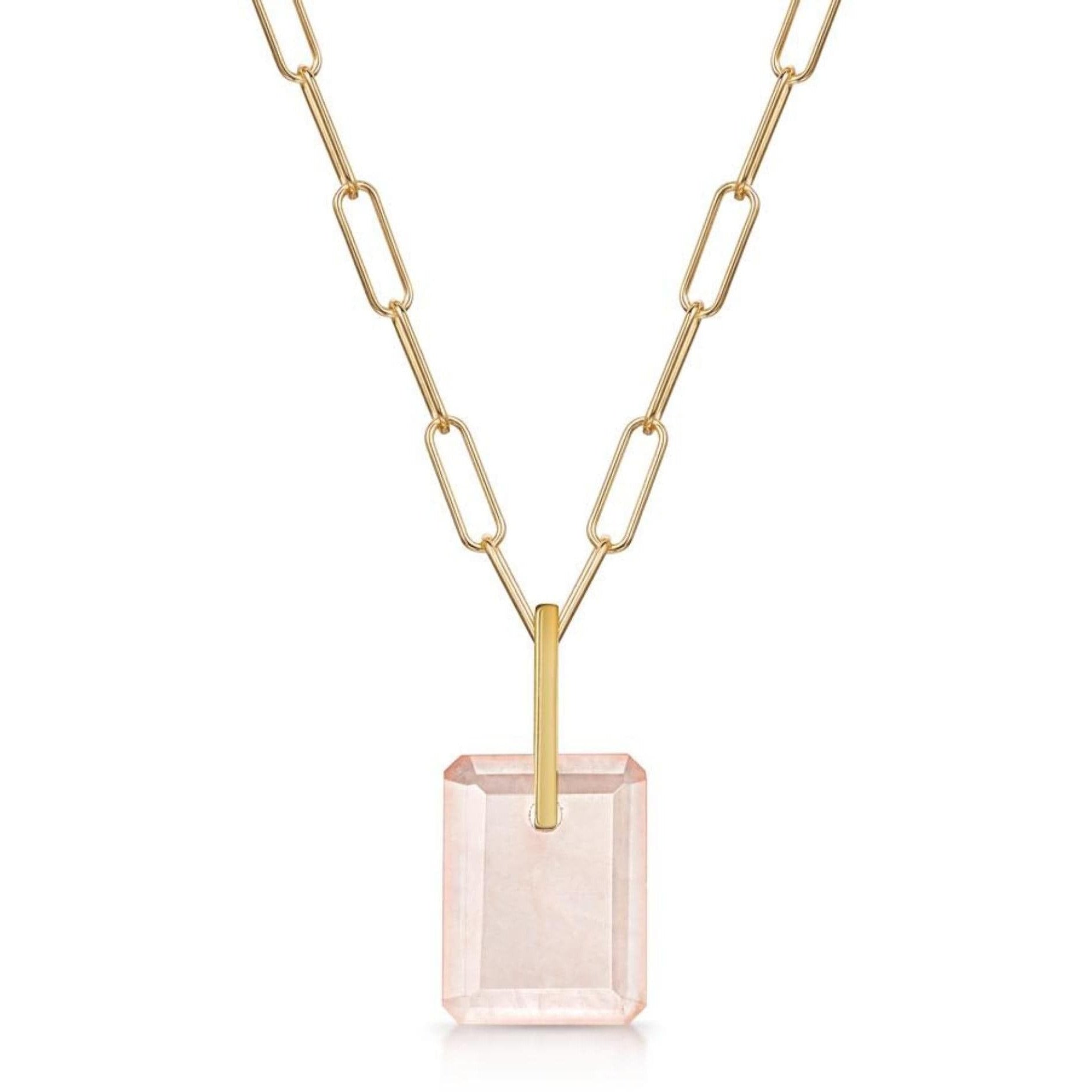 Fervor Montreal Necklace Rose Quartz Slab Necklace