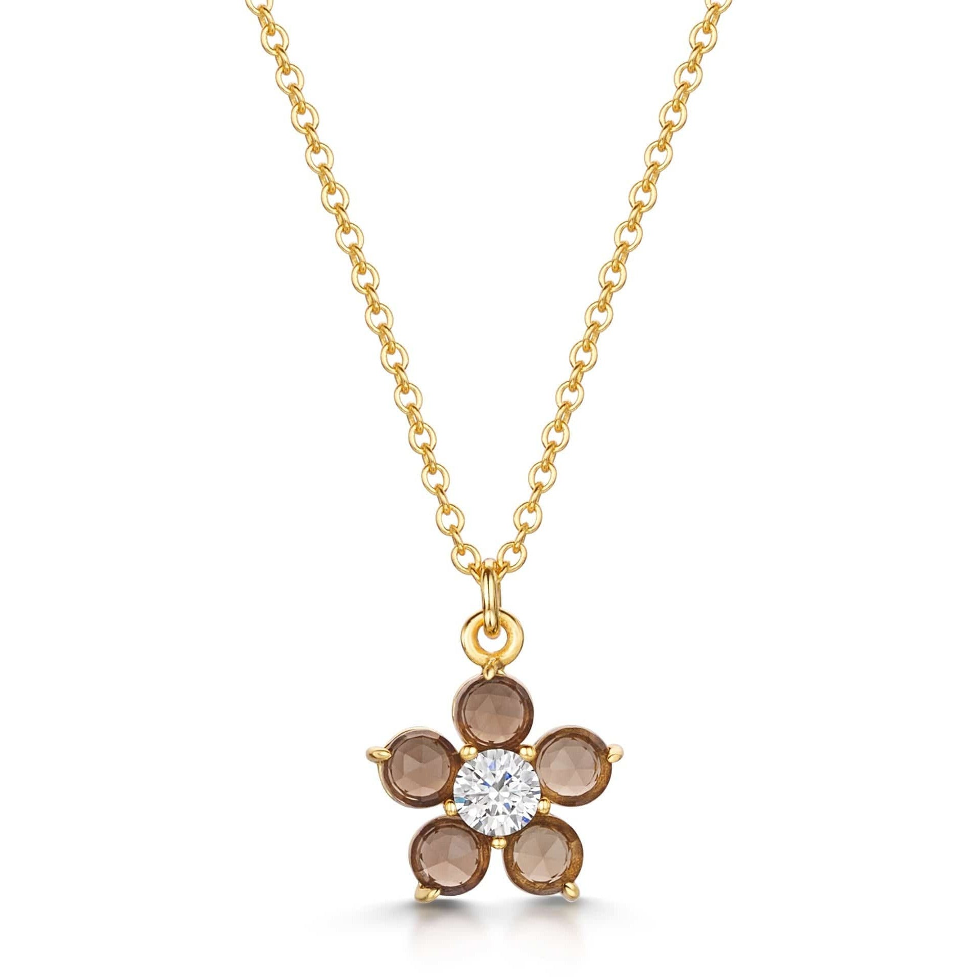 Fervor Montreal Necklace Smoky Quartz Daisy Necklace