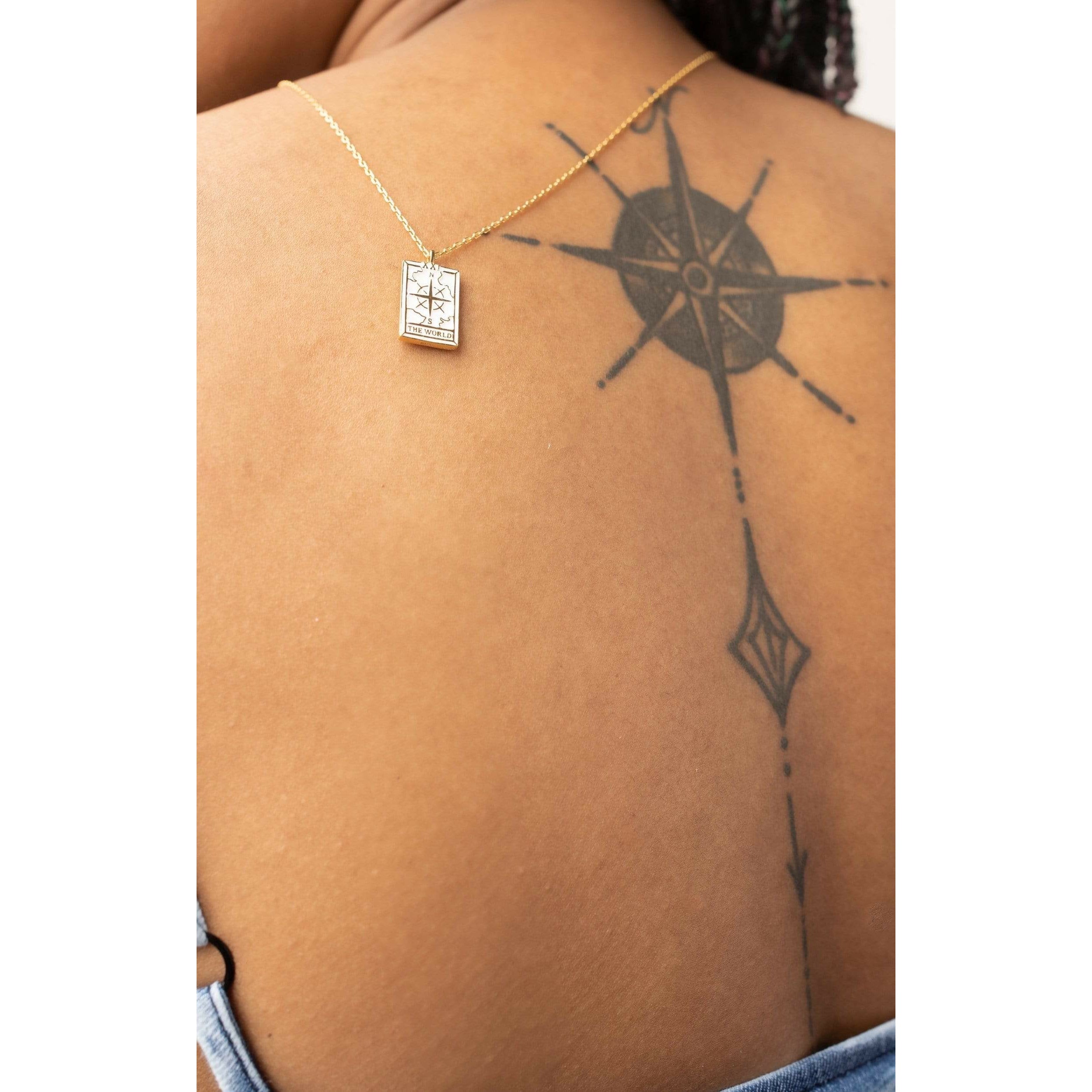 Fervor Montreal Necklace Tarot Card- The World Reversible Necklace