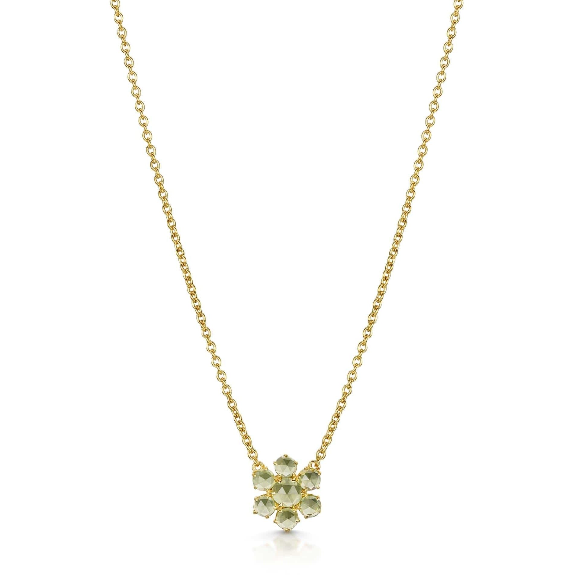 Fervor Montreal Precious Flower Rose Cut Peridot Necklace