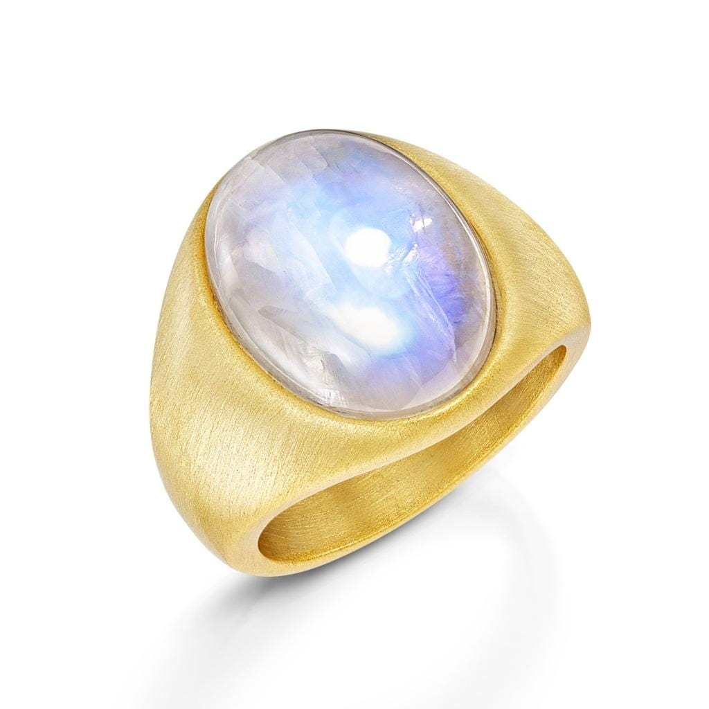 Fervor Montreal Rings Classic Oval Rainbow Moonstone Ring