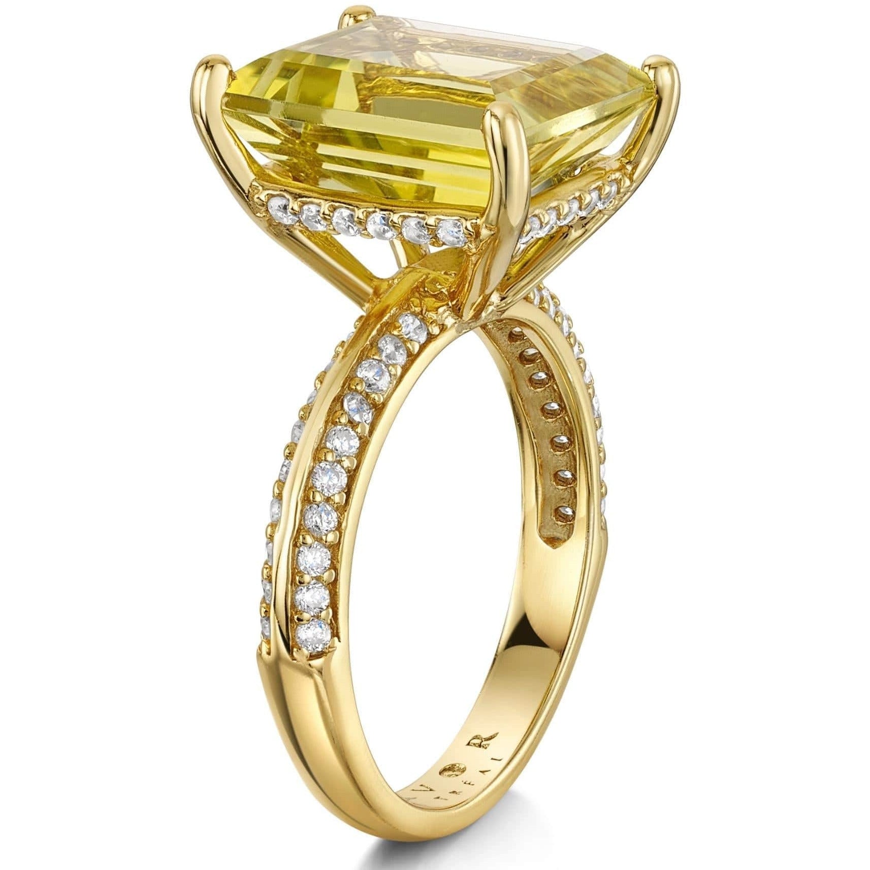 Fervor Montreal Rings Lemon Quartz Emerald Cut Cocktail Ring