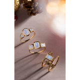 Fervor Montreal Rings Malaika Rainbow Moonstone Octagon Bridge Ring
