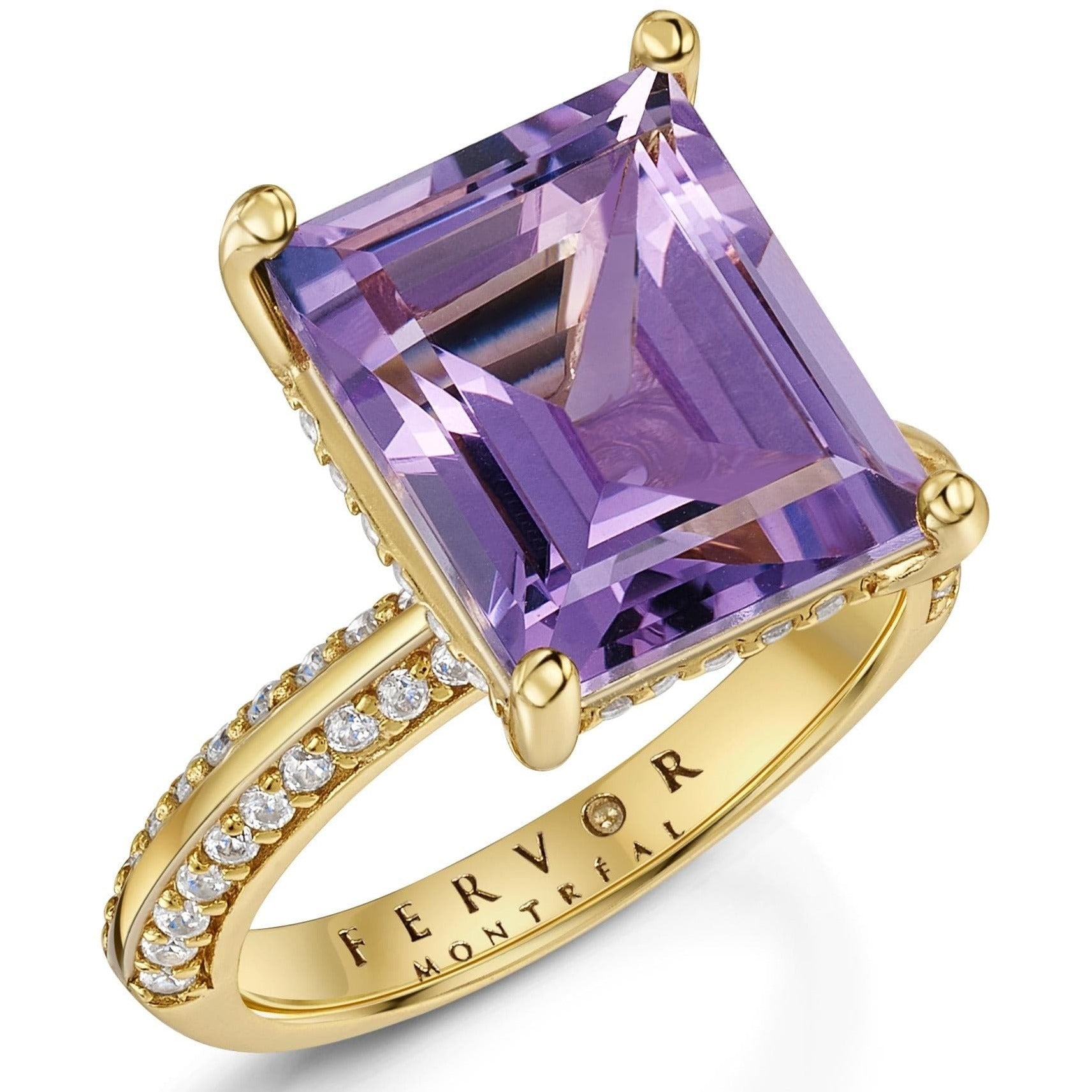 Fervor Montreal Rings Pink Amethyst Emerald Cut Cocktail Ring