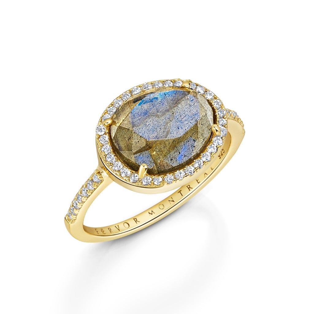 Fervor Montreal Rings Table Cut Labradorite Halo Ring