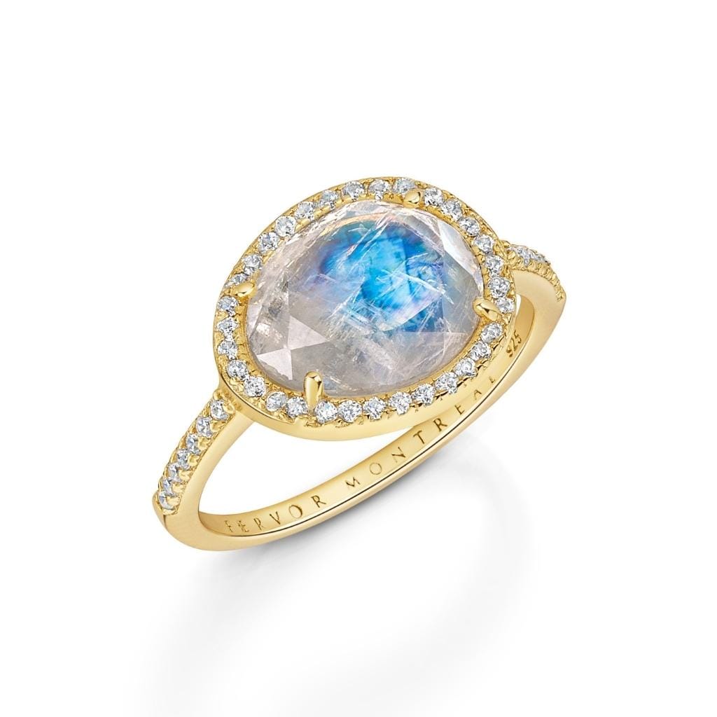 Fervor Montreal Rings Table Cut Rainbow Moonstone Ring