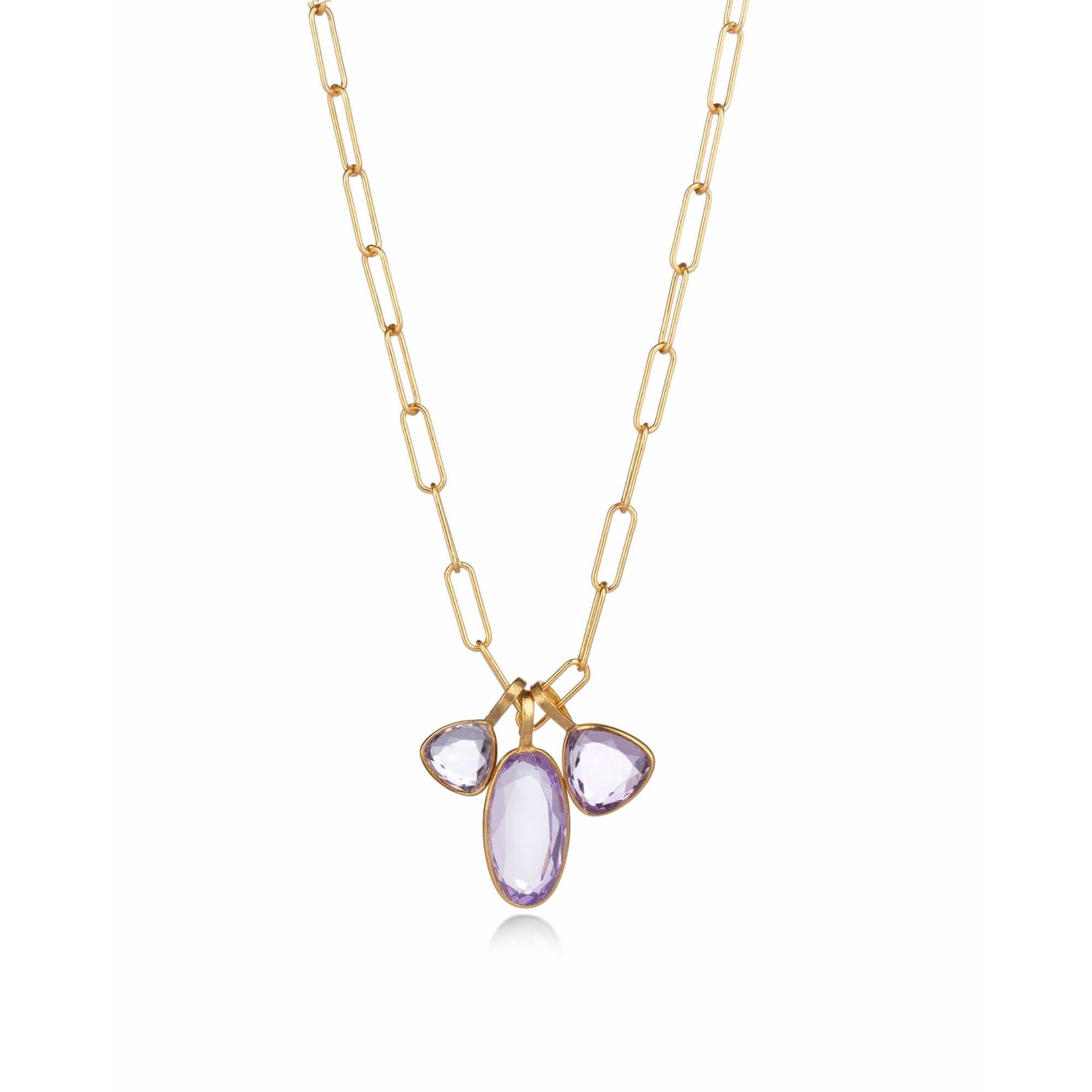 Fervor Montreal Triple Charm Organic Pink Amethyst Necklace
