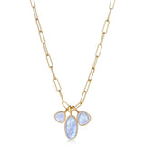 Fervor Montreal Triple Charm Organic Rainbow Moonstone Necklace