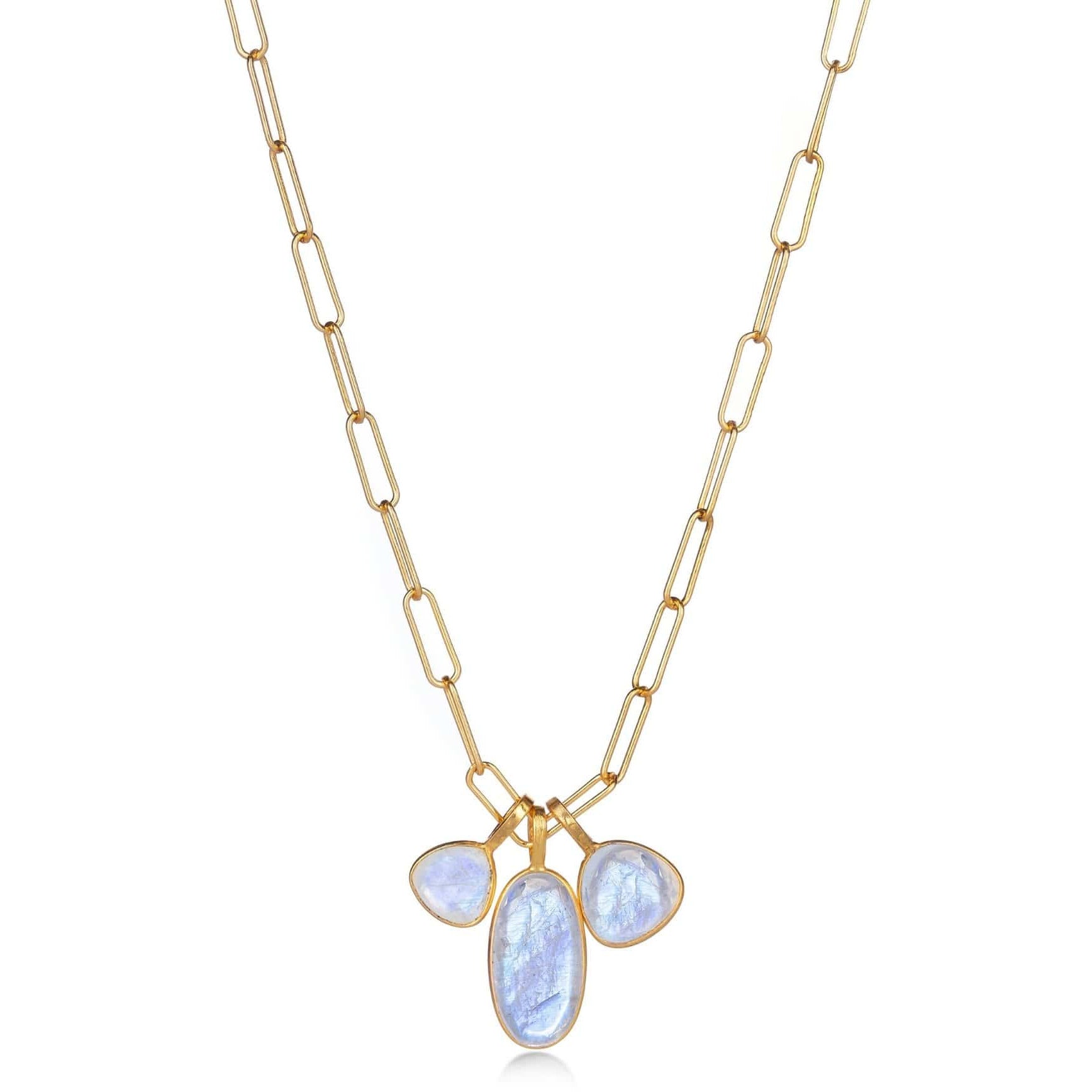 Fervor Montreal Triple Charm Organic Rainbow Moonstone Necklace
