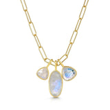 Fervor Montreal Triple Charm Organic Rainbow Moonstone Necklace