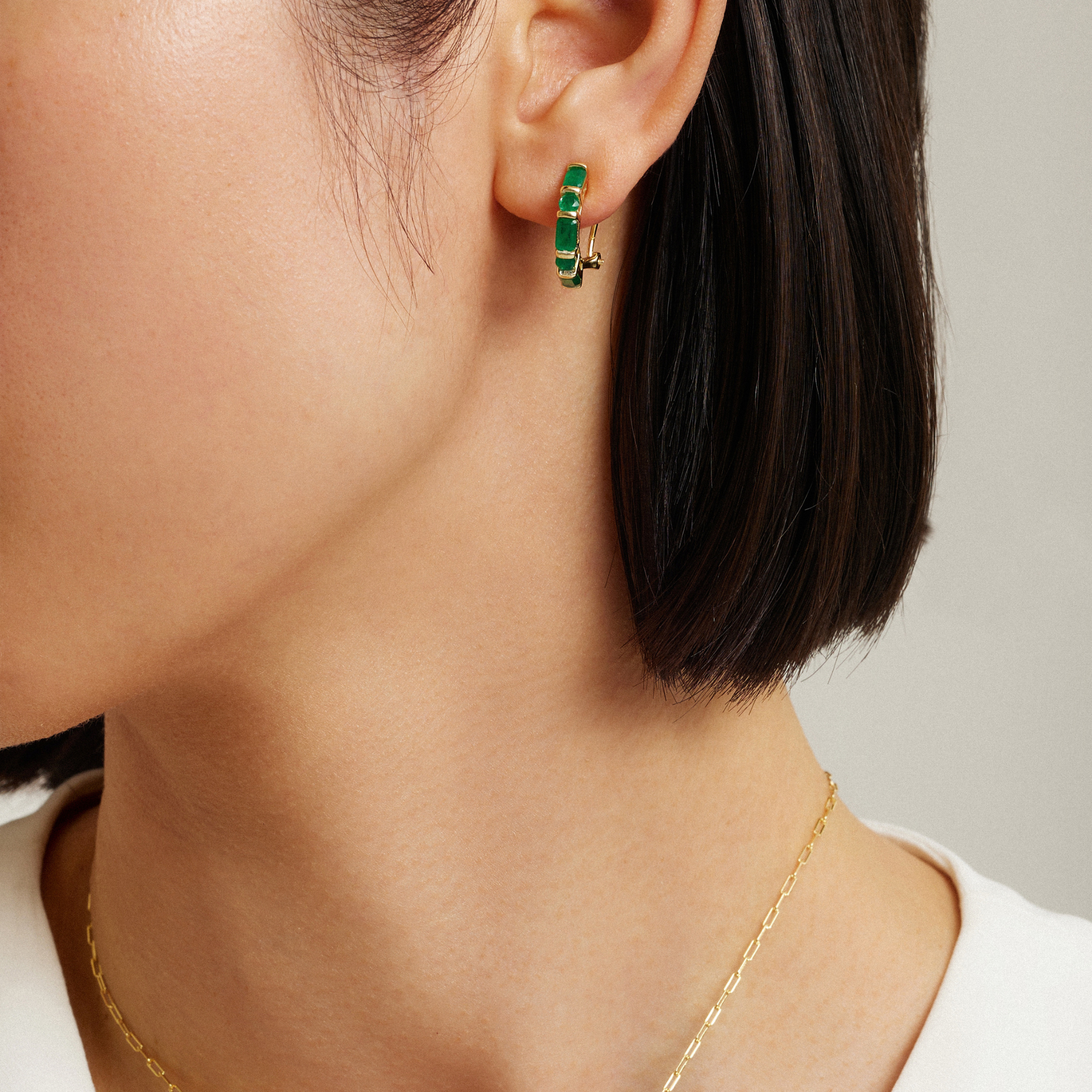 Envy- Baguette Emerald Earrings