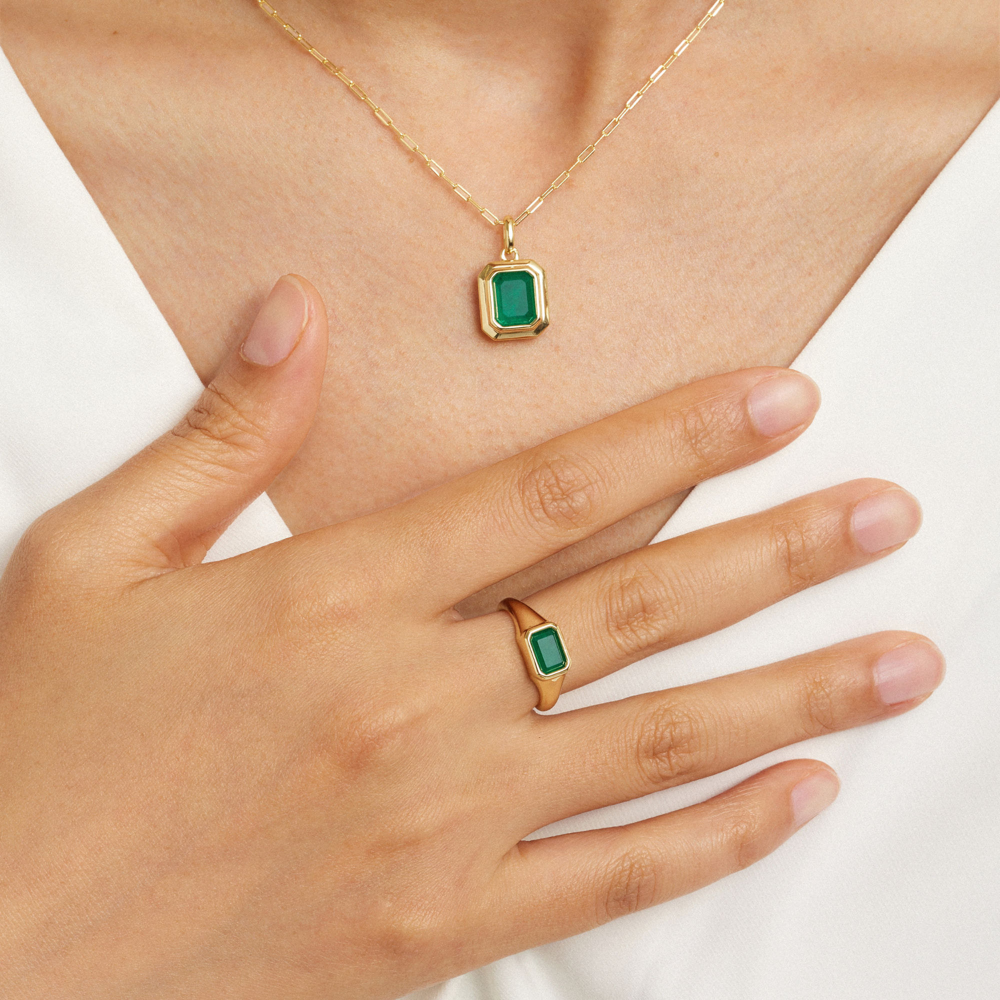 Envy- Baguette Emerald Necklace