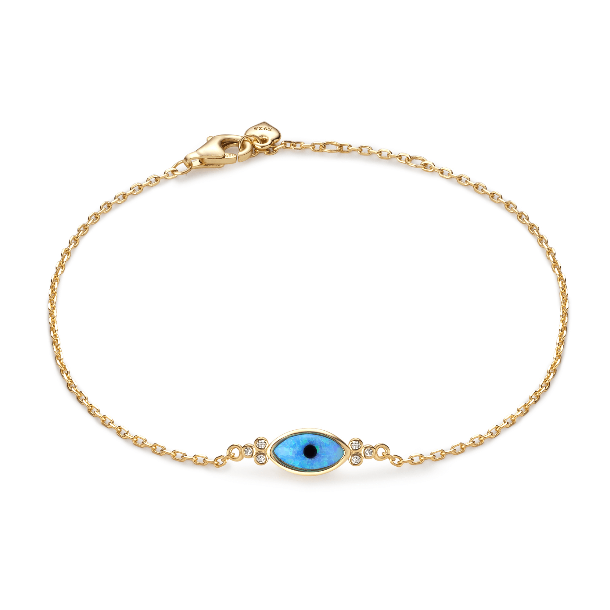 Fervor Montreal Divine Eye- Synthetic Opal Vintage Link Chain Bracelet