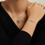 Fervor Montreal Divine Eye- Synthetic Opal Vintage Link Chain Bracelet