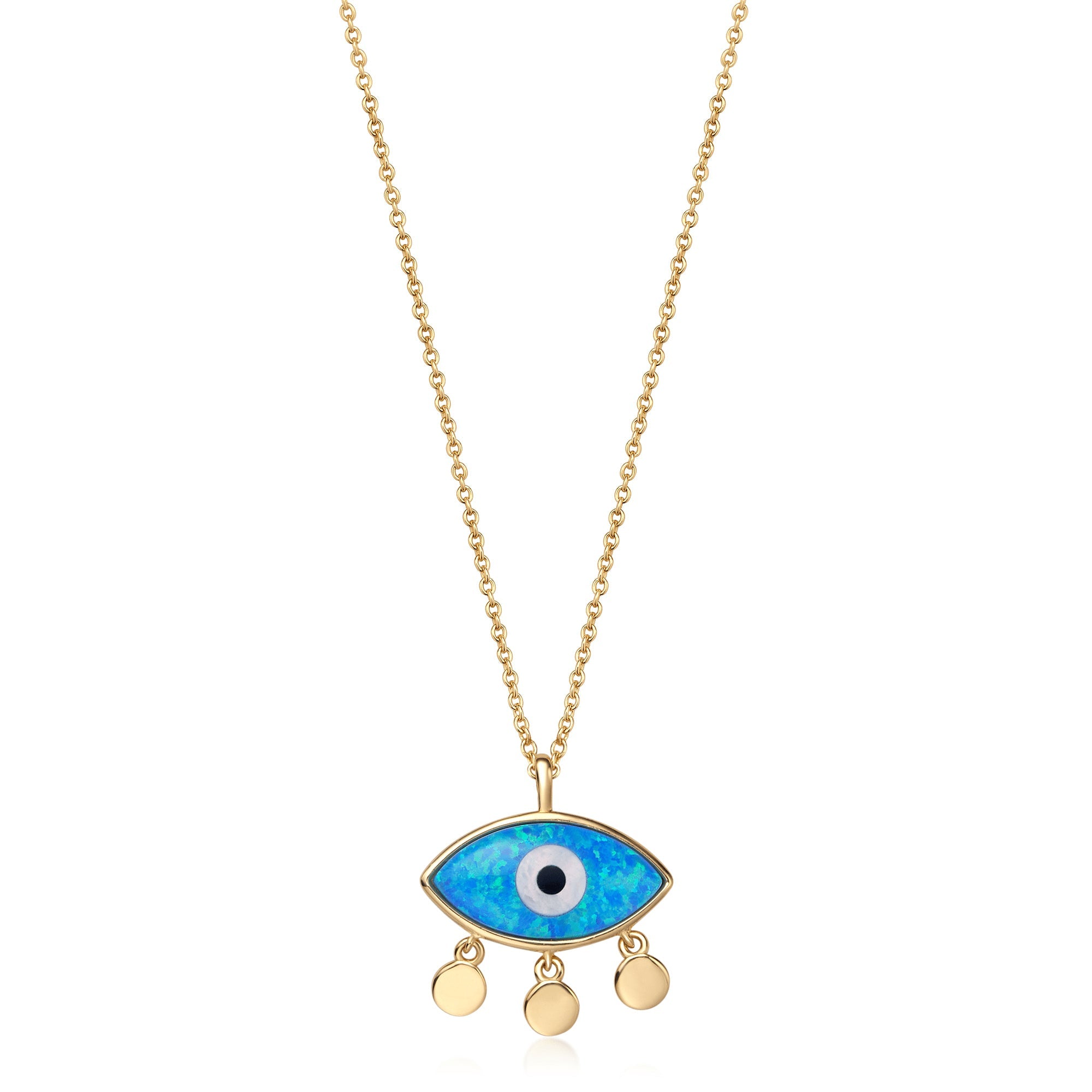 Fervor Montreal Divine Eye- Synthetic Opal Vintage Necklace With Detail