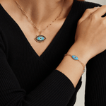 Fervor Montreal Divine Eye- Synthetic Opal Vintage Paperclip Chain Bracelet