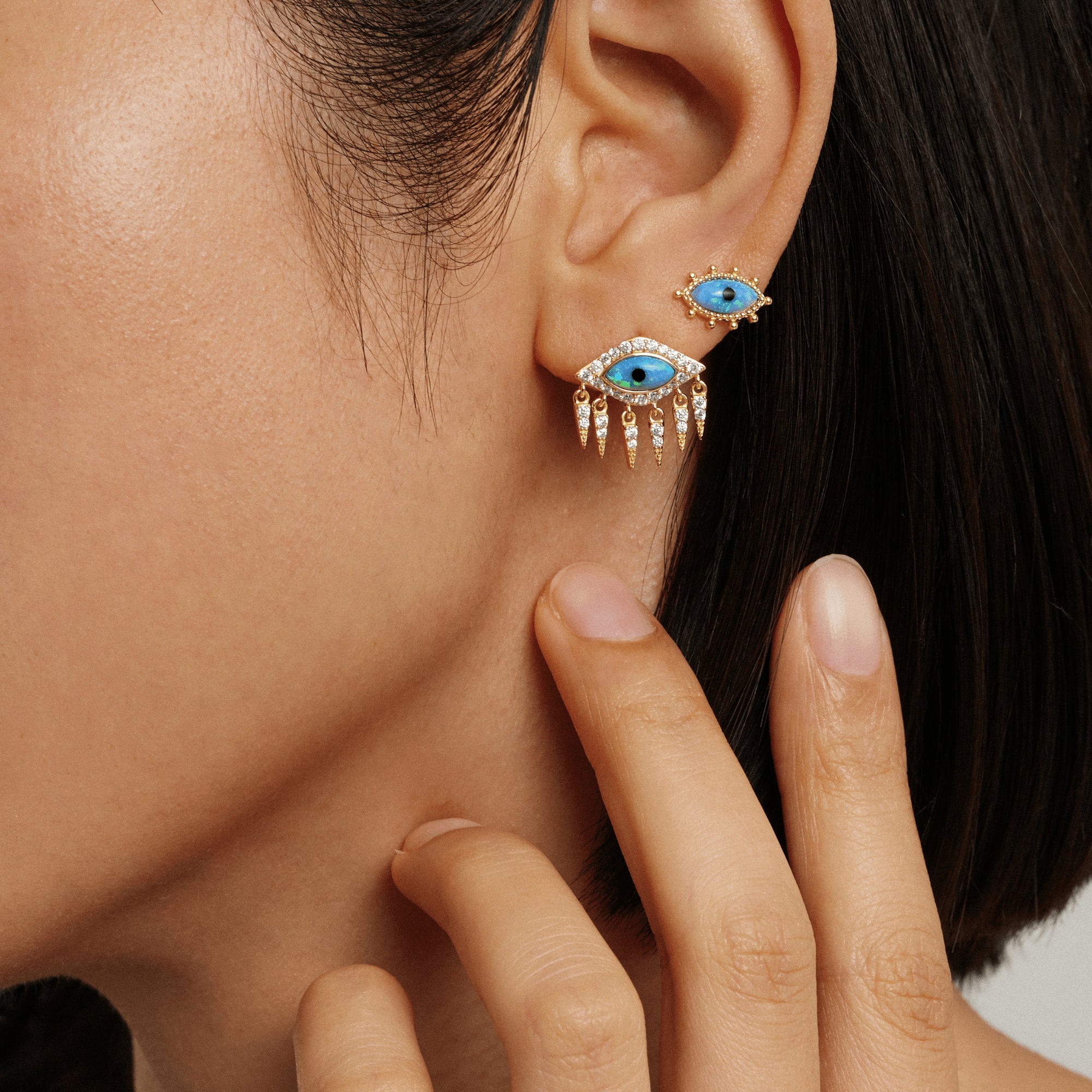 Fervor Montreal Earrings Divine Eye-  Lab Grown Opal Vintage Lucky Eye Earrings