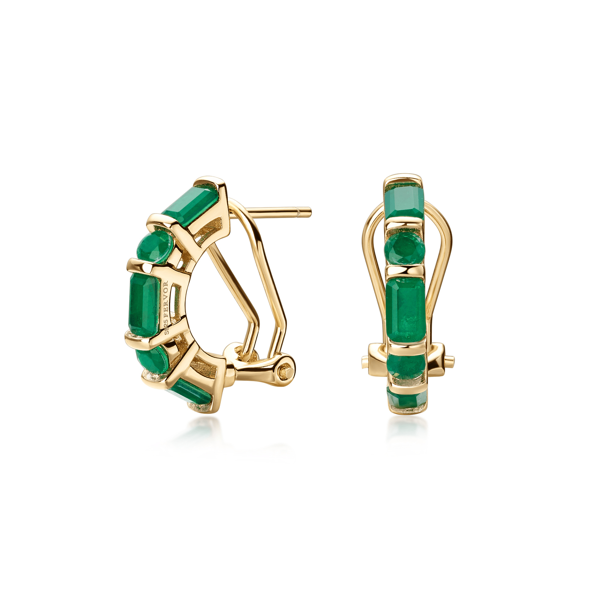 Fervor Montreal Envy- Baguette Emerald Earrings