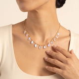 Fervor Montreal Necklace Baguette Charms Rainbow Moonstone Necklace