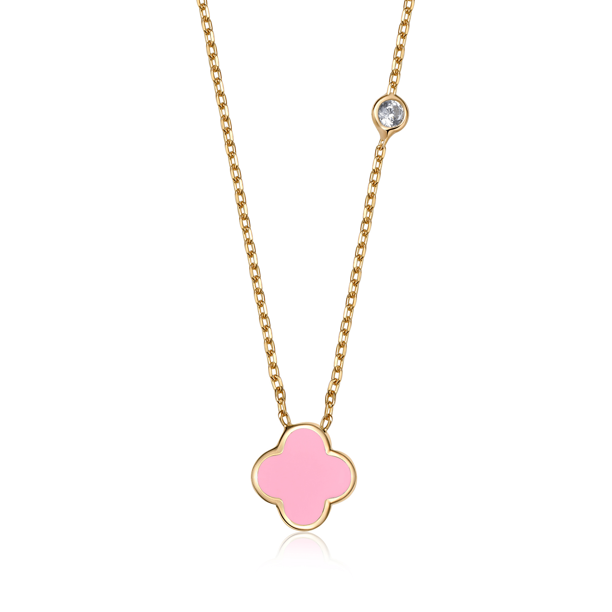 Fervor Montreal Necklace Clover Leaf Necklace- Barbie Pink