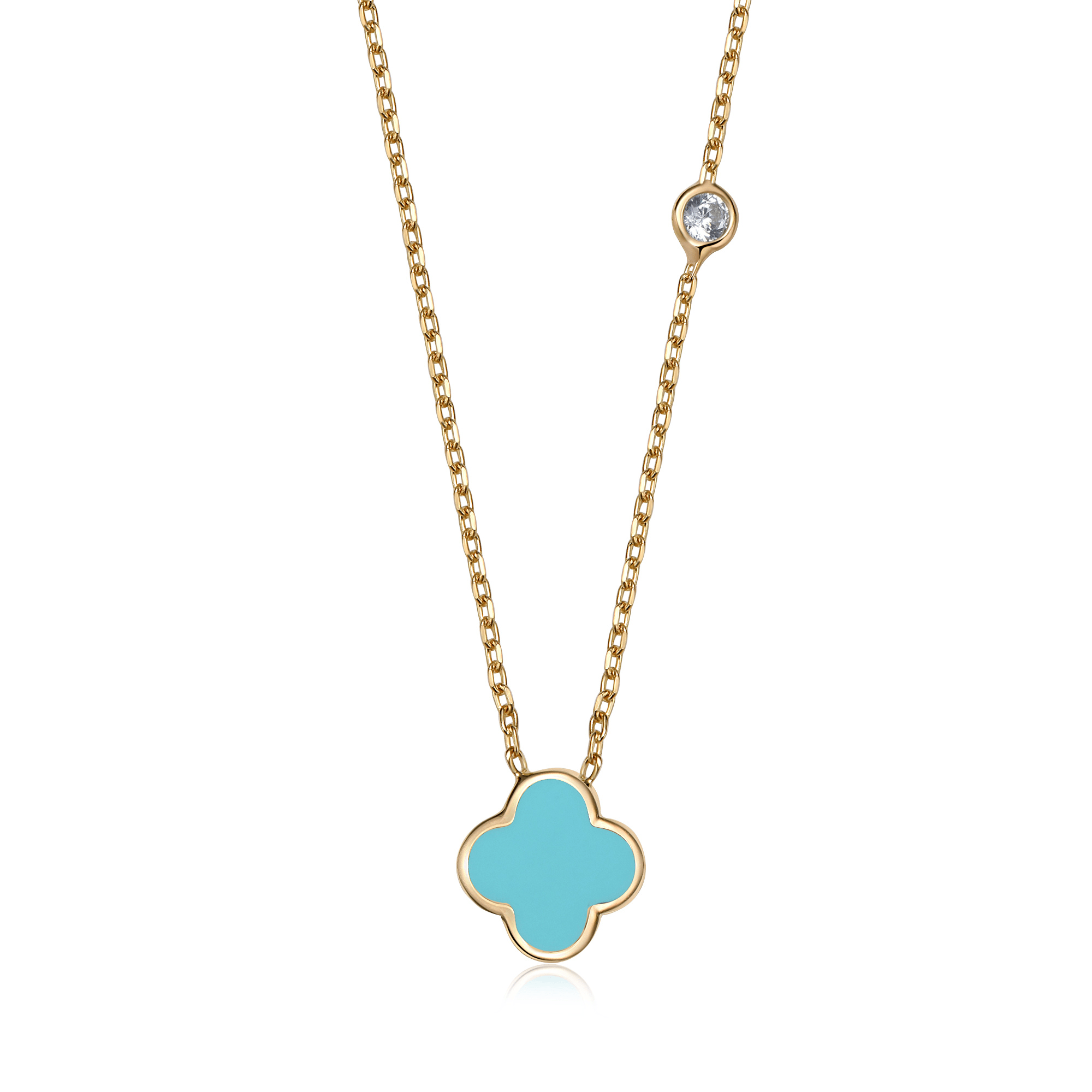 Fervor Montreal Necklace Clover Leaf Necklace- Caribbean Blue