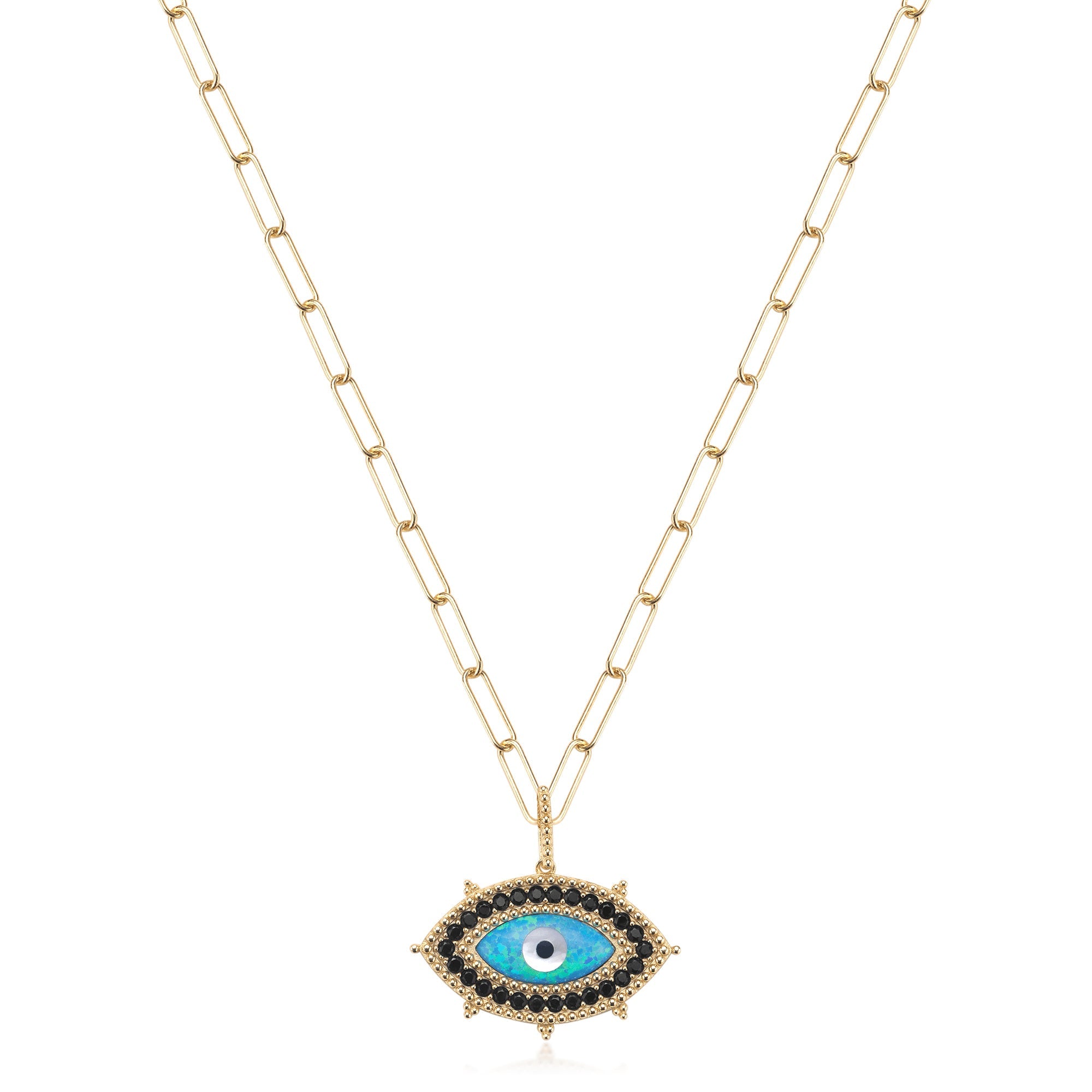 Fervor Montreal Necklace Divine Eye- Synthetic Opal Vintage Lucky Eye Necklace