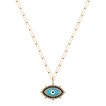 Fervor Montreal Necklace Divine Eye- Synthetic Opal Vintage Lucky Eye Necklace
