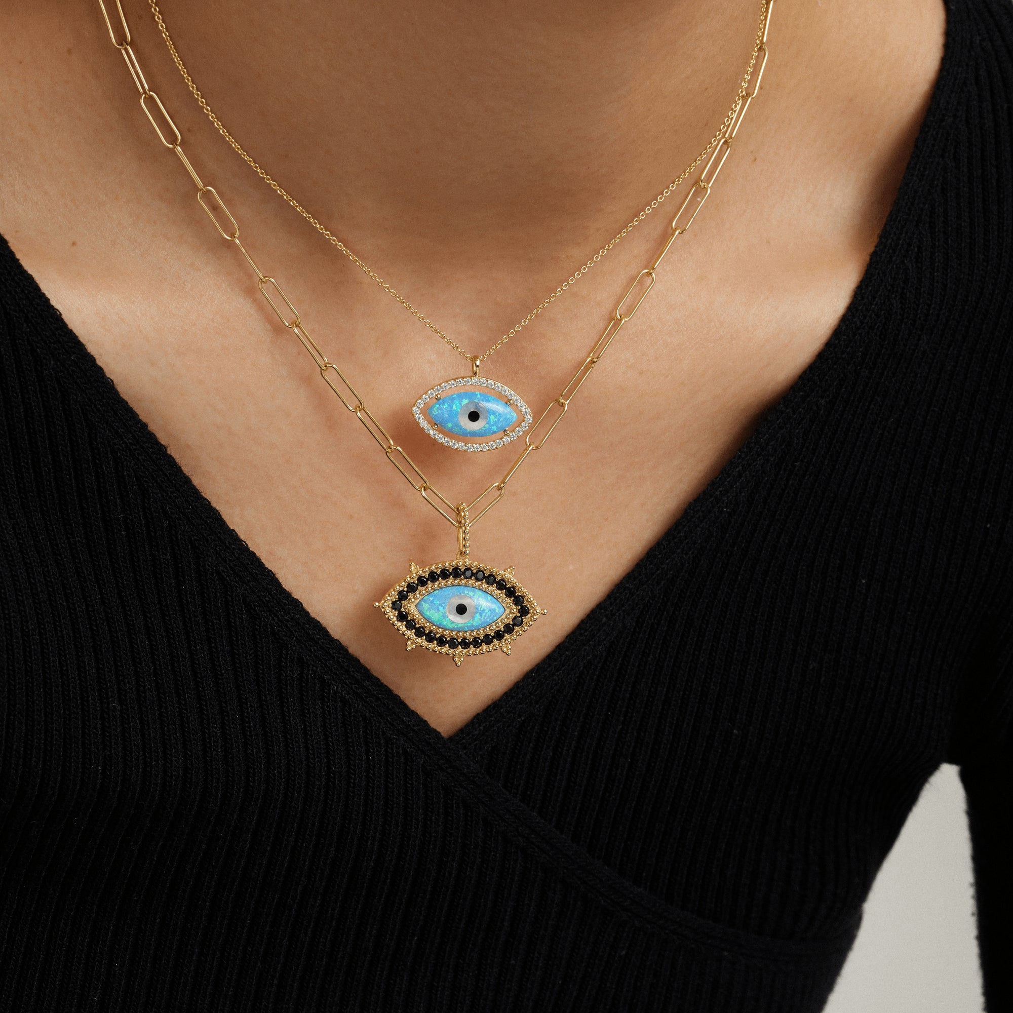Fervor Montreal Necklace Divine Eye- Synthetic Opal Vintage Lucky Eye Necklace