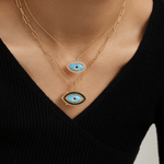 Fervor Montreal Necklace Divine Eye- Synthetic Opal Vintage Lucky Eye Necklace