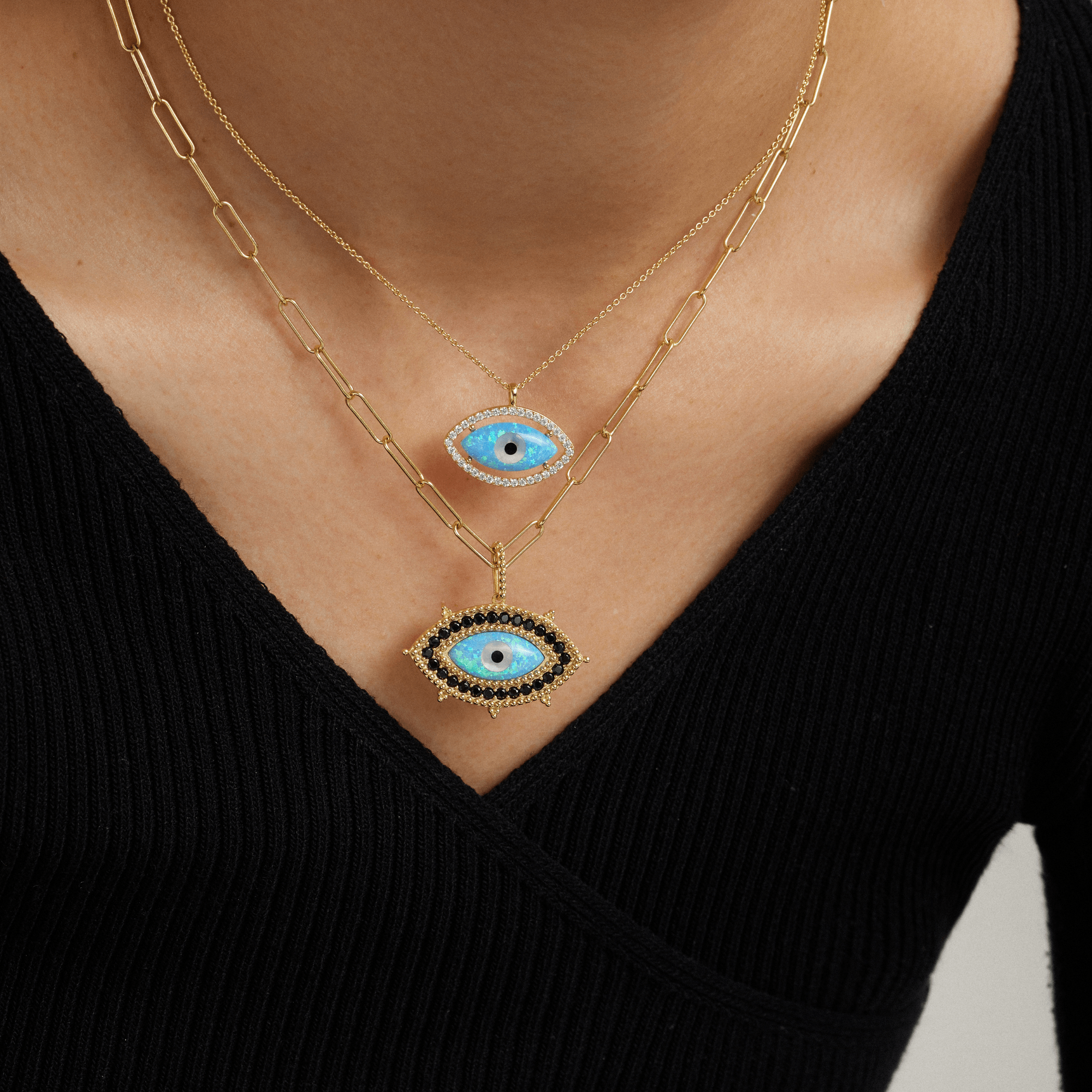 Fervor Montreal Necklace Divine Eye- Synthetic Opal Vintage Lucky Eye Necklace