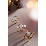 Fervor Montreal Rings Malaika Rainbow Moonstone Octagon Bridge Ring