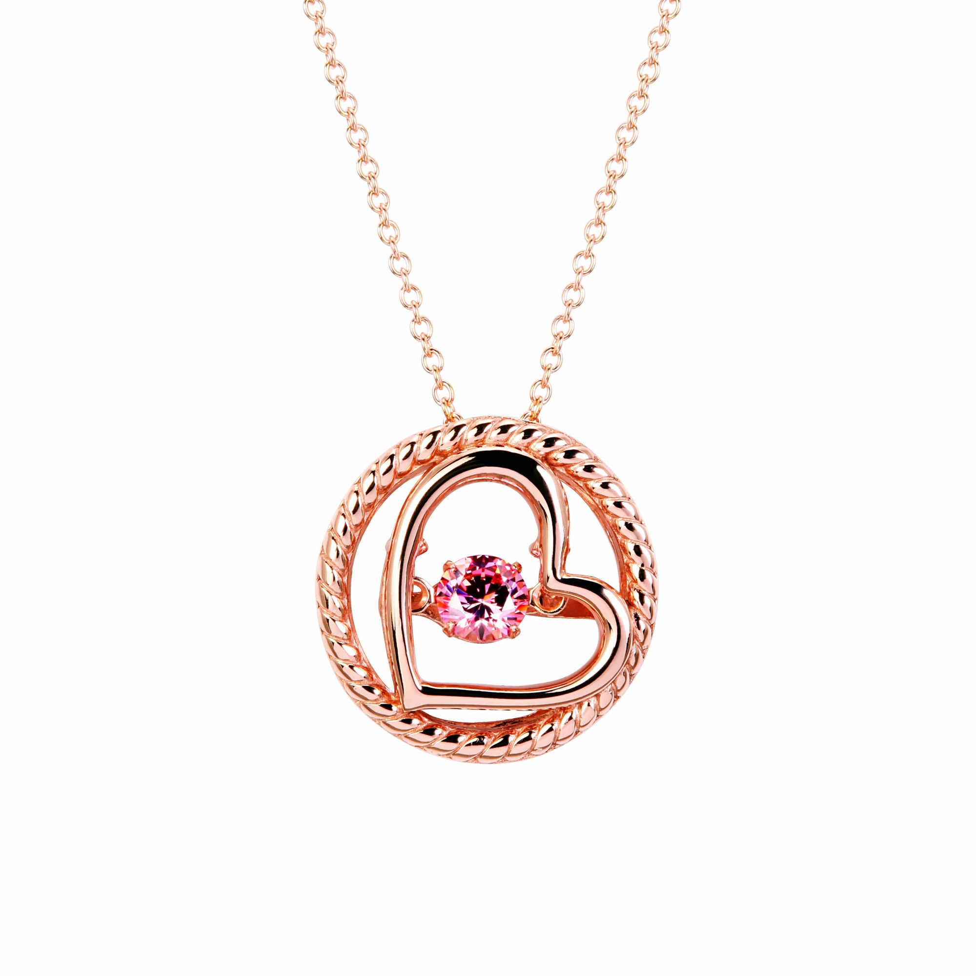 Fervor Montreal Dancing Gems Heart Necklace- Rose Gold Plated