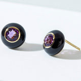 Fervor Montreal Earrings Black Enamel Rose Cut Amethyst Earrings
