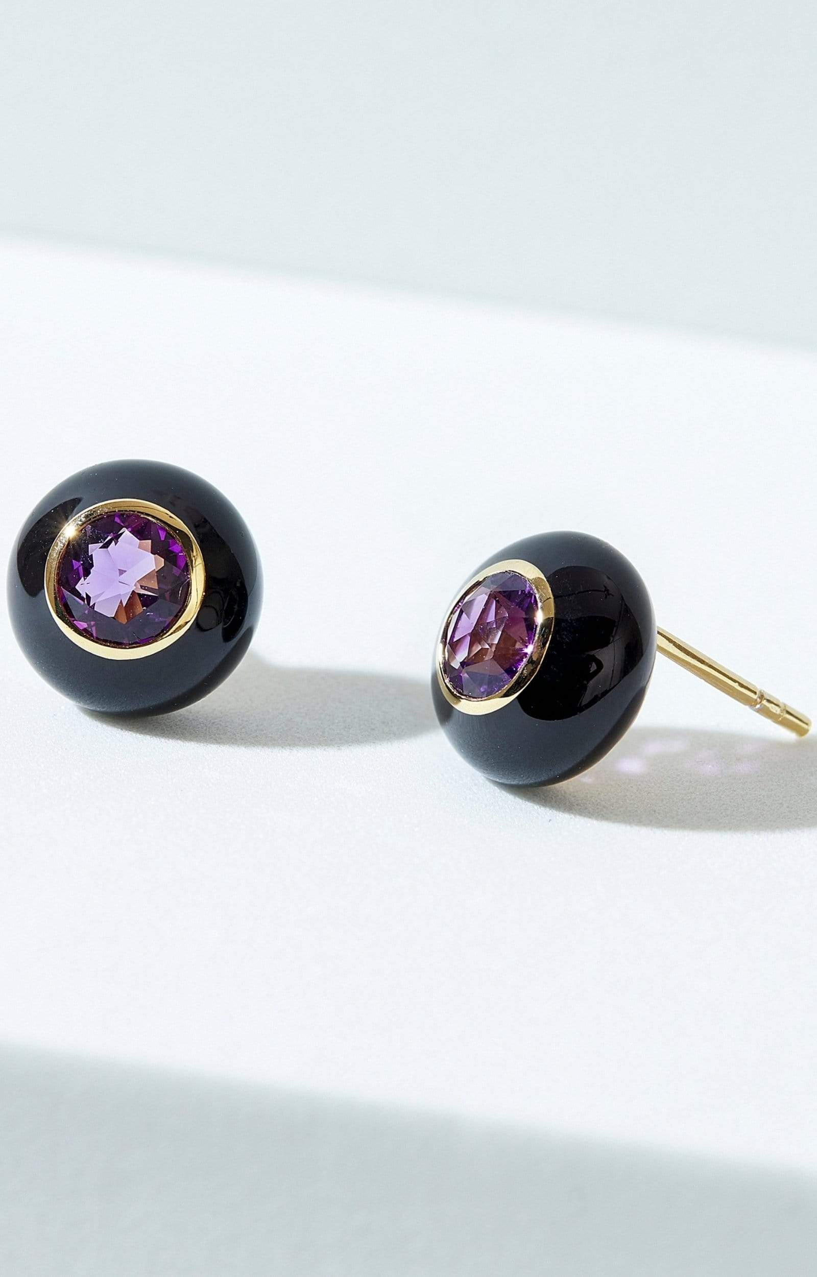 Fervor Montreal Earrings Black Enamel Rose Cut Amethyst Earrings