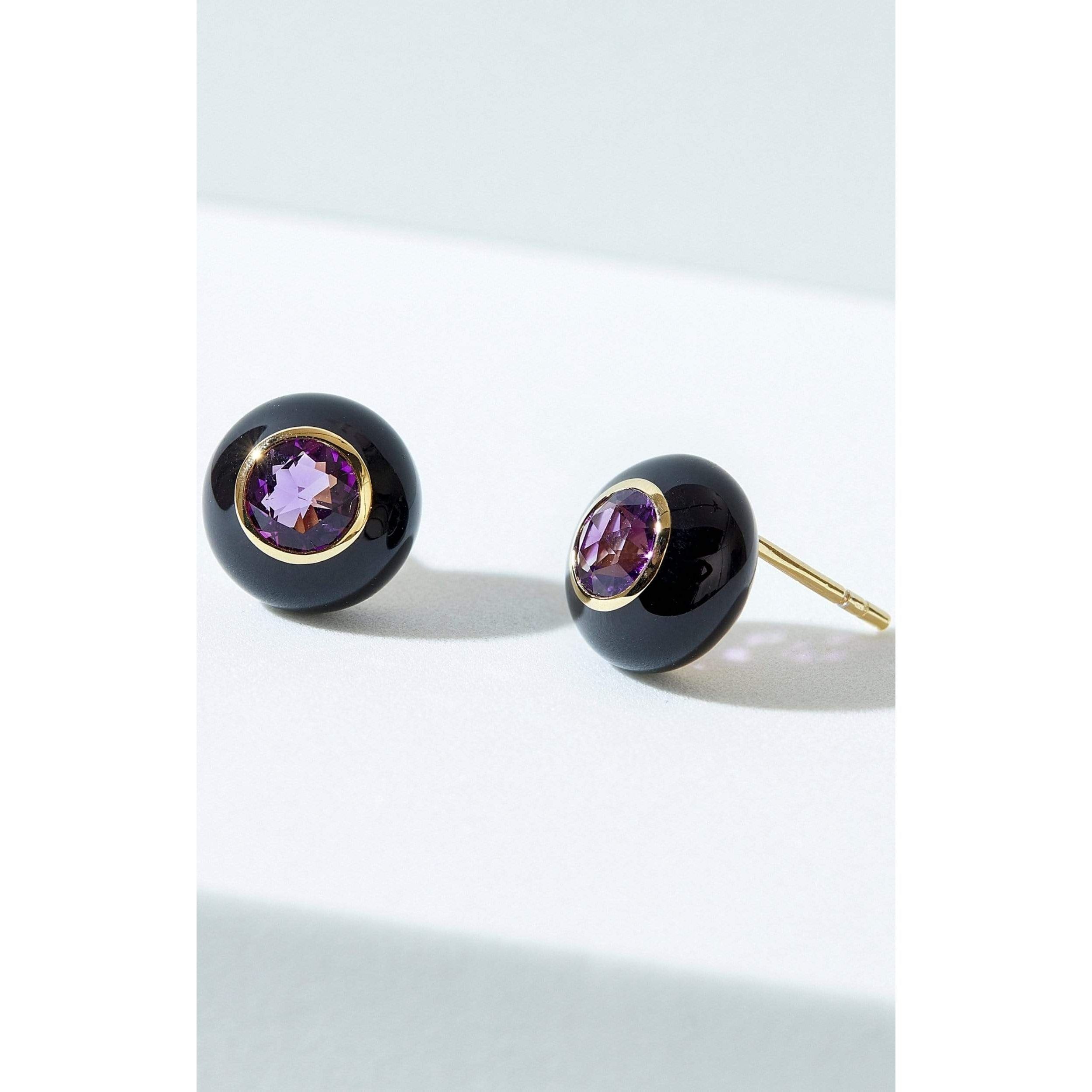 Fervor Montreal Earrings Black Enamel Rose Cut Amethyst Earrings