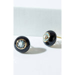 Fervor Montreal Earrings Black Enamel Rose Cut Sky Blue Topaz Earrings