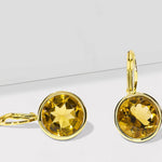 Fervor Montreal Earrings Elegant Round Lever Back Honey Quartz Earrings
