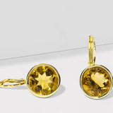 Fervor Montreal Earrings Elegant Round Lever Back Honey Quartz Earrings