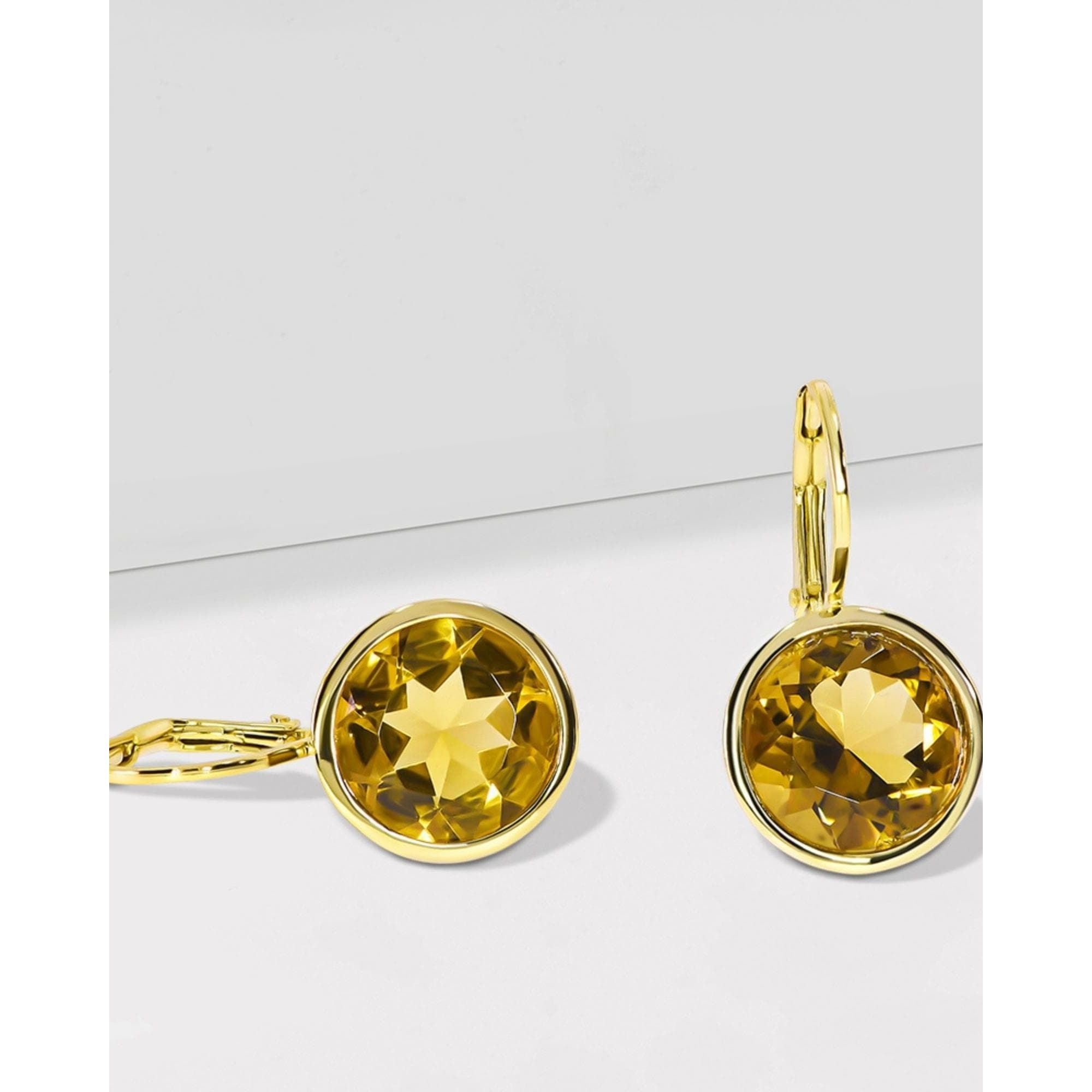 Fervor Montreal Earrings Elegant Round Lever Back Honey Quartz Earrings
