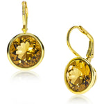 Fervor Montreal Earrings Elegant Round Lever Back Honey Quartz Earrings