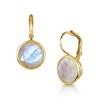 Fervor Montreal Earrings Elegant Round Lever Back Rainbow Moonstone  Earrings