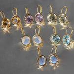 Fervor Montreal Earrings Elegant Round Lever Back Rainbow Moonstone  Earrings