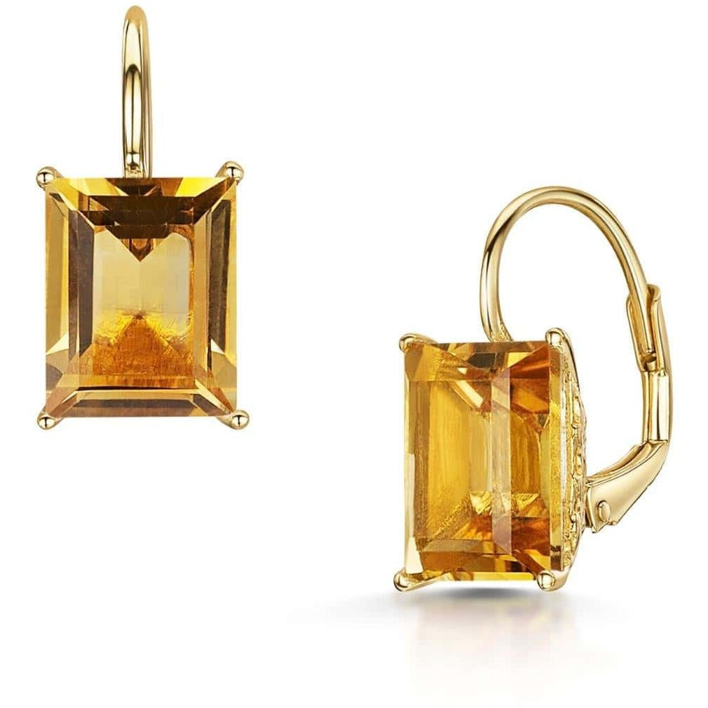 Fervor Montreal Earrings Emerald Cut Citrine Lever Back Earrings